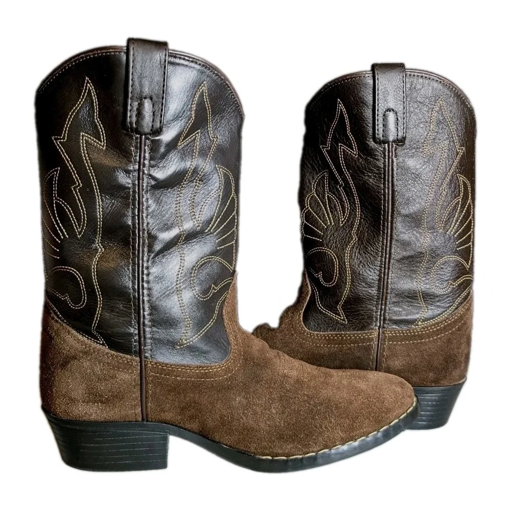 Masterson Boot Company Suede Leather Western Cowboy Boots Youth SZ 6 Women SZ 7